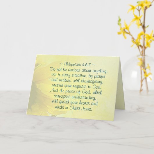 Filippenzen 4:7 Vrede van God zal uw hart bewaken Kaart (Gele Bloem)