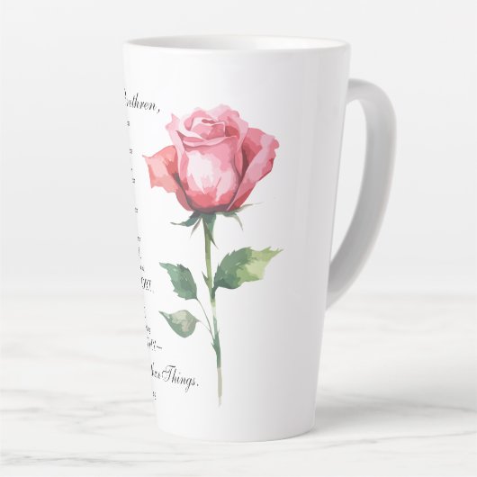 Filippenzen 4:8 Alles wat edele bloem is Latte Mok (Rechterhoek)