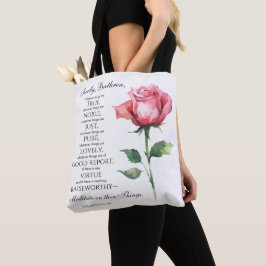 Filippenzen 4:8 Alles wat edele bloem is Tote Bag