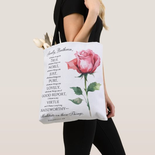 Filippenzen 4:8 Alles wat edele bloem is Tote Bag (Dichtbij)