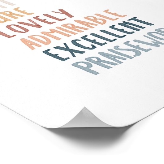 Filippenzen 4:8 boho kleur kinderkamer poster (Hoek)