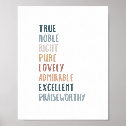 Filippenzen 4:8 boho kleur kinderkamer poster (Voorkant)