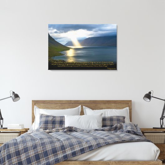 Filippenzen 4:8 Christelijk Bijbelvers Canvas Art (Insitu (Slaapkamer))