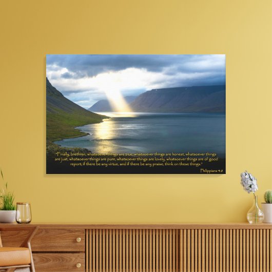 Filippenzen 4:8 Christelijk Bijbelvers Canvas Art (Insitu (Woonkamer))