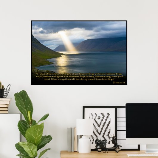Filippenzen 4:8 Christelijk Bijbelvers Poster (Thuiskantoor)