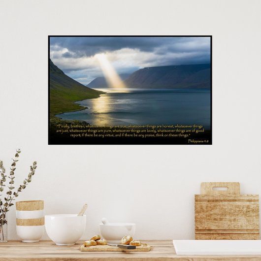 Filippenzen 4:8 Christelijk Bijbelvers Poster (Keuken)