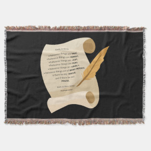Filippenzen 4:8 KJV Bijbel Quote Scroll Deken