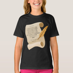Filippenzen 4:8 KJV Bijbel Quote Scroll Meisjes T-shirt
