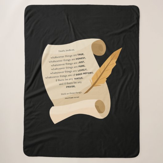 Filippenzen 4:8 KJV Bijbel Quote Scroll Sherpa Deken (Voorkant)