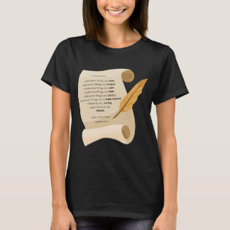 Filippenzen 4:8 KJV Bijbel Quote Scroll Vrouw T-shirt