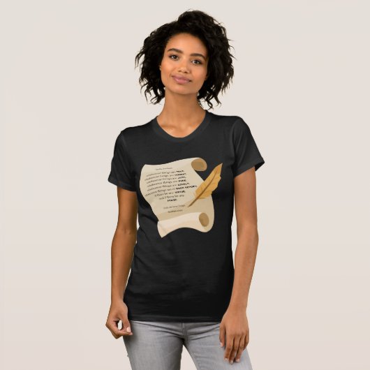 Filippenzen 4:8 KJV Bijbel Quote Scroll Vrouwen T-shirt (Voorkant volledig)