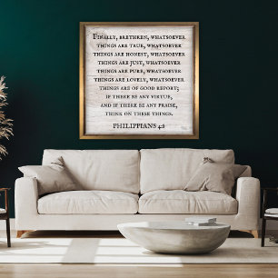 Filippenzen 4:8 Koning James Bijbel Inspirerend Poster