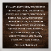 Filippenzen 4:8 Koning James Bijbel Inspirerend Poster (Voorkant)