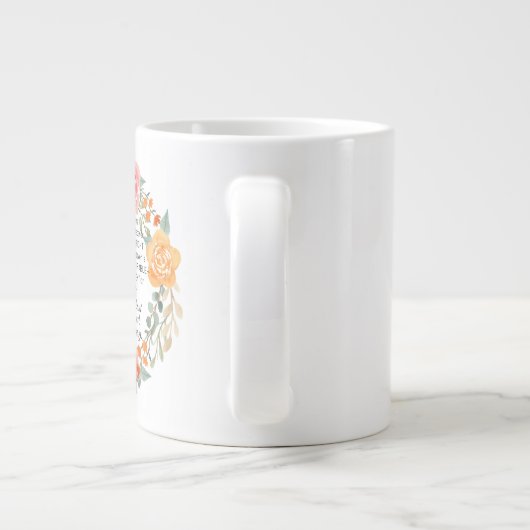 Filippenzen 4:8 Roze en gele bloemenkrans Grote Koffiekop (Achterkant)