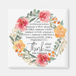 Filippenzen 4:8 Roze en gele bloemenkrans Magneet
