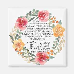 Filippenzen 4:8 Roze en gele bloemenkrans Magneet