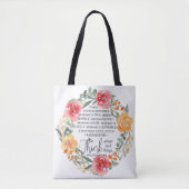 Filippenzen 4:8 Roze en gele bloemenkrans Tote Bag (Voorkant)