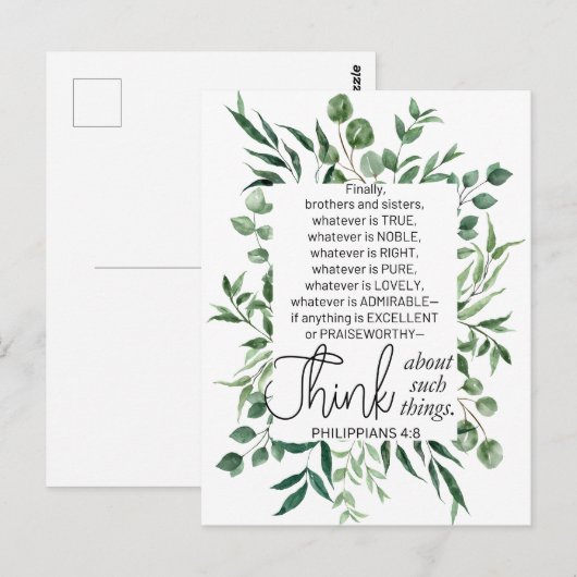 Filippenzen 4:8 Wat edele eucalyptus is Briefkaart (Voorkant / Achterkant)