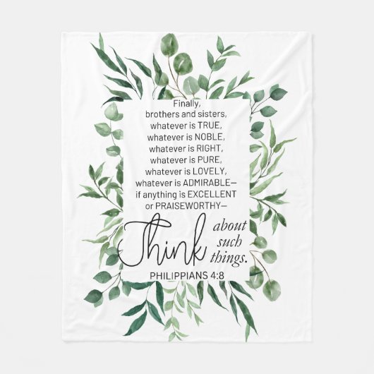 Filippenzen 4:8 Wat edele eucalyptus is Fleece Deken (Voorkant)