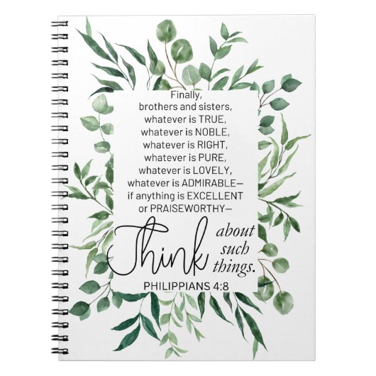 Filippenzen 4:8 Wat edele eucalyptus is Notitieboek (Voorkant)