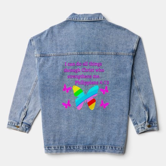 FILIPPIËN 4:13 BUTTERFLY-ONTWERP DENIM JACKET (Achterkant)