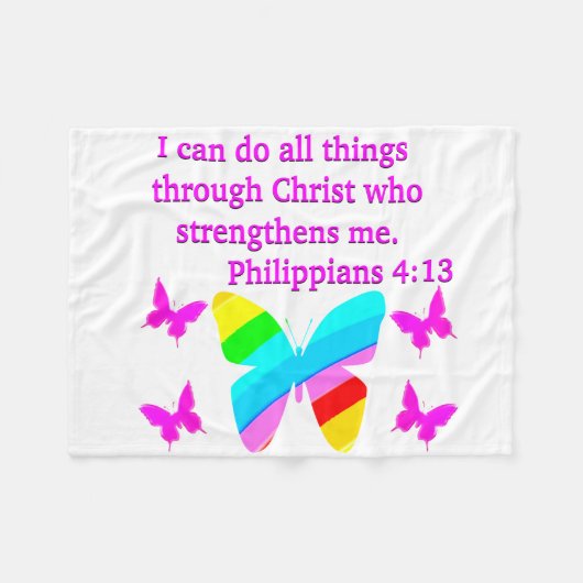  FILIPPIËN 4:13 BUTTERFLY-ONTWERP FLEECE DEKEN (Voorkant (Horizontaal))