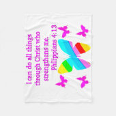  FILIPPIËN 4:13 BUTTERFLY-ONTWERP FLEECE DEKEN (Voorkant)