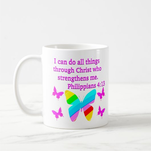 FILIPPIËN 4:13 BUTTERFLY-ONTWERP KOFFIEMOK (Links)
