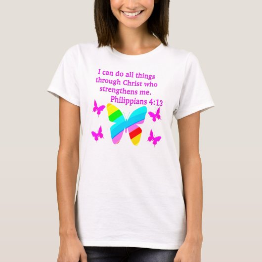  FILIPPIËN 4:13 BUTTERFLY-ONTWERP T-SHIRT (Voorkant)