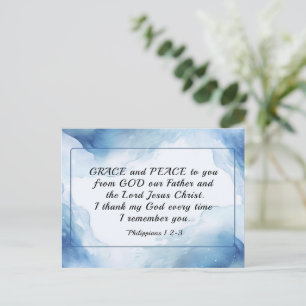 Filippijnen 1:2-3 Grace en vrede voor jou, Bijbel Briefkaart