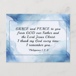 Filippijnen 1:2-3 Grace en vrede voor jou, Bijbel Briefkaart