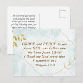 Filippijnen 1:2-3 Grace en vrede voor jou, Bijbel Briefkaart (Voorkant / Achterkant)