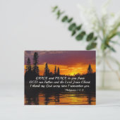 Filippijnen 1:2-3 Grace en vrede voor jou, Bijbel Briefkaart (Staand voorkant)