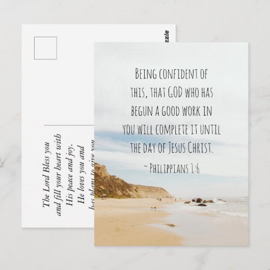 Filippijnen 1:6 GOD, die goed werk hebben verricht Briefkaart (Voorkant / Achterkant)