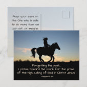 Filippijnen 3:13-14, vergeten het verleden, Paard Briefkaart (Voorkant / Achterkant)