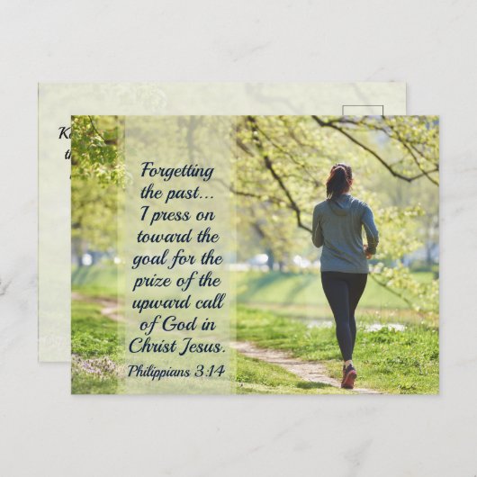 Filippijnen 3:13-14 Verwijzend over het verleden Briefkaart (Voorkant / Achterkant)