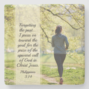 Filippijnen 3:13-14 Verwijzend over het verleden Stenen Onderzetter