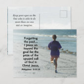 Filippijnen 3:13 vergeten het verleden, Bijbel Briefkaart (Voorkant / Achterkant)