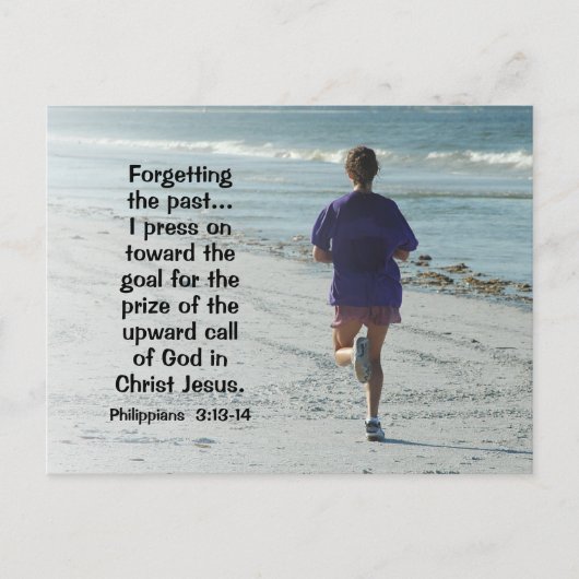 Filippijnen 3:13 vergeten het verleden, Bijbel Briefkaart (Voorkant)