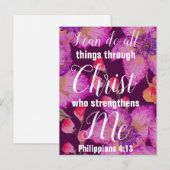 Filippijnen 4:13 Bijbelse Floral Briefkaart (Voorkant / Achterkant)