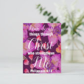 Filippijnen 4:13 Bijbelse Floral Briefkaart (Staand voorkant)