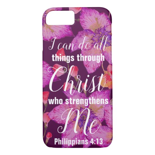 Filippijnen 4:13 Bijbelse Floral Case-Mate iPhone Case (Achterkant)