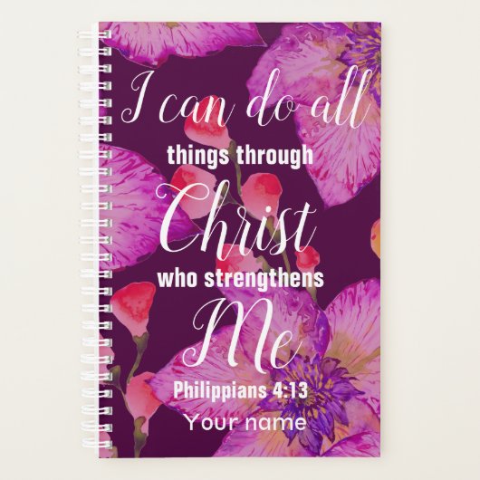 Filippijnen 4:13 Bijbelse Floral Christelijk Planner (Voorkant)