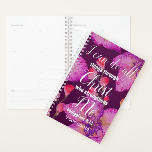 Filippijnen 4:13 Bijbelse Floral Christelijk Planner (Display)