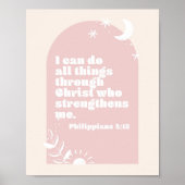 Filippijnen 4:13 Boho Blush Pink Arch Poster (Voorkant)