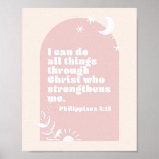Filippijnen 4:13 Boho Blush Pink Arch Poster
