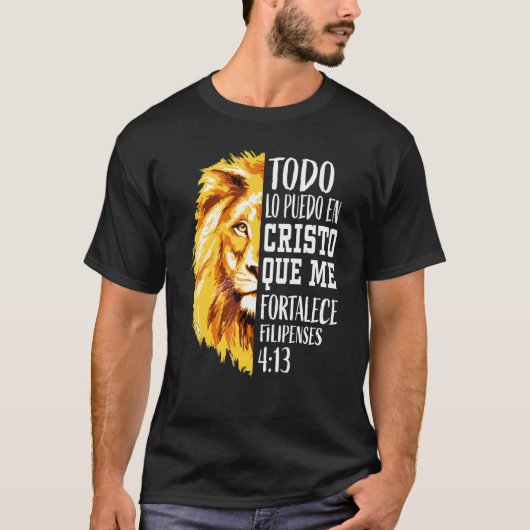 Filippijnen 4 13 Mannen Christelijk Verse Lion Jud T-shirt (Voorkant)