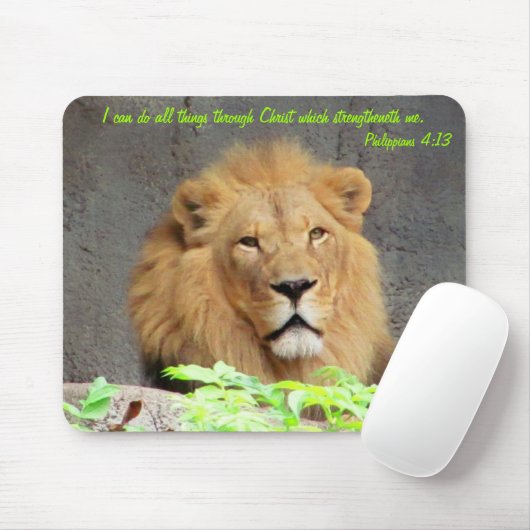 Filippijnen 4:13 met Mannelijke Leeuw Muismat (Met muis)