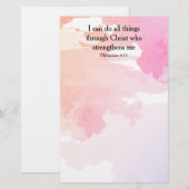 Filippijnen 4:13, tweeslachtig vers briefpapier (Voorkant / Achterkant)