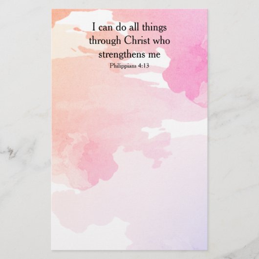 Filippijnen 4:13, tweeslachtig vers briefpapier (Voorkant)